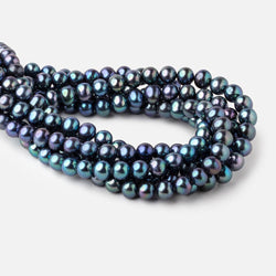 8x7mm Navy Peacock Off Round Freshwater Pearls 15.5 inch 52 pieces (ONLINE ORDER ONLY)