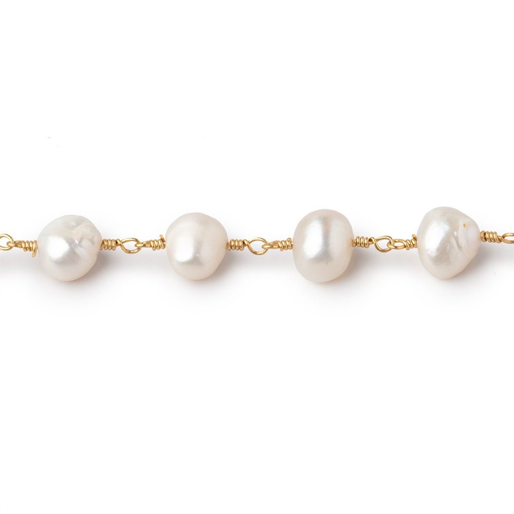 8x7mm Off White Side Drill Baroque Pearls on Gold Plated Chain (ONLINE ORDER ONLY)