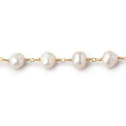 8x7mm Off White Side Drill Baroque Pearls on Gold Plated Chain (ONLINE ORDER ONLY)
