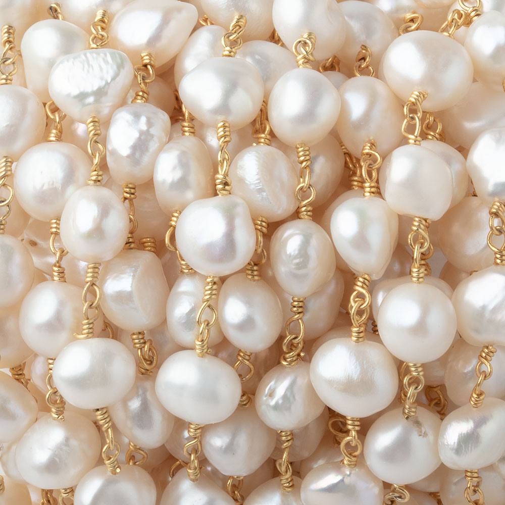 8x7mm Off White Side Drill Baroque Pearls on Gold Plated Chain (ONLINE ORDER ONLY)