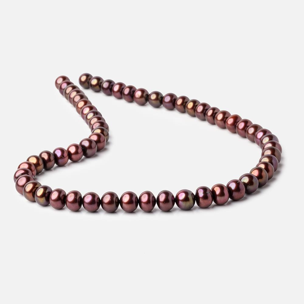 8x7mm Raspberry Chocolate Off Round Freshwater Pearls 15 inch 52 pieces (ONLINE ORDER ONLY)