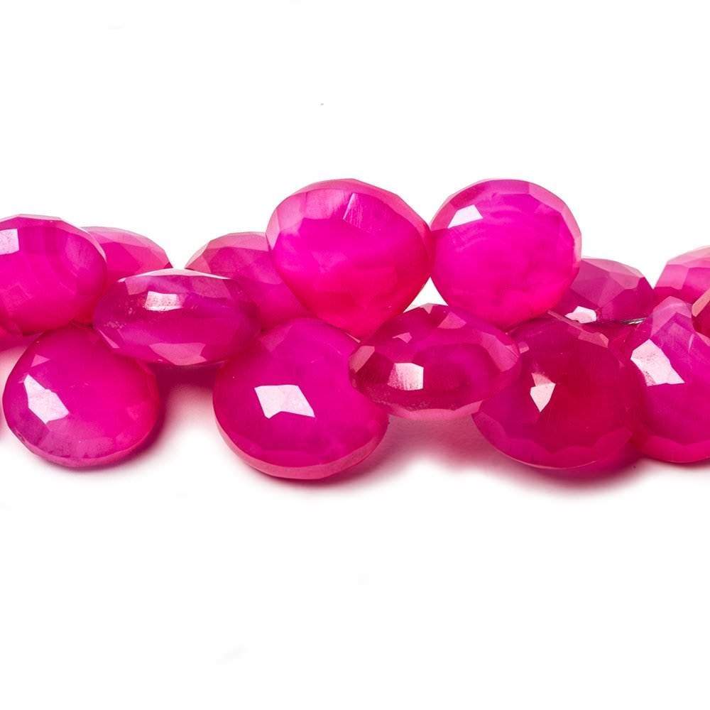 8x8-10x10mm Miami Hot Pink Chalcedony Faceted Heart Beads 8 inch 52 pieces (ONLINE ORDER ONLY)