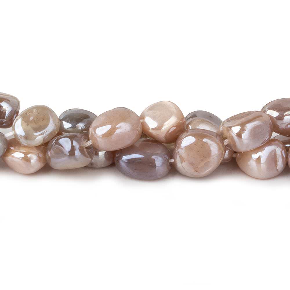 8x8-10x8mm Mystic Multi Color Moonstone plain nuggets 16 inch 45 beads (ONLINE ORDER ONLY)