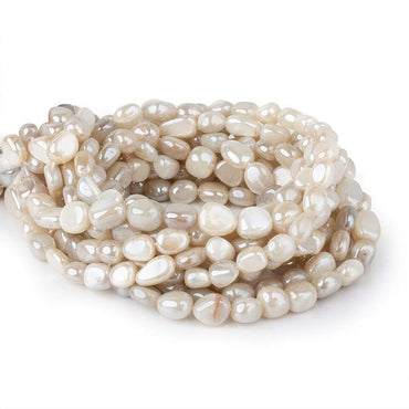 8x8-10x8mm Mystic Off White Moonstone plain nuggets 16 inch 45 beads (ONLINE ORDER ONLY)