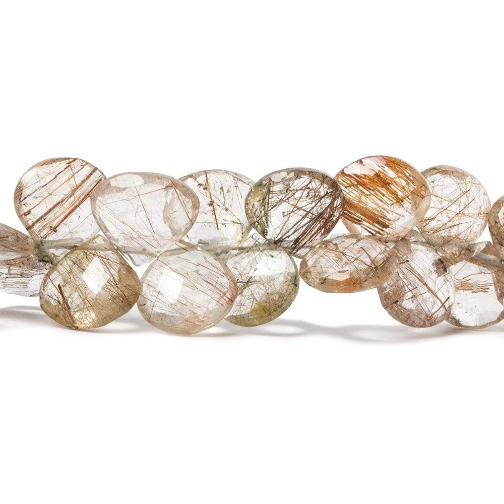 8x8-11x11mm Copper Rutilated Quartz Faceted Heart Beads 7 inch 38 pieces (ONLINE ORDER ONLY)