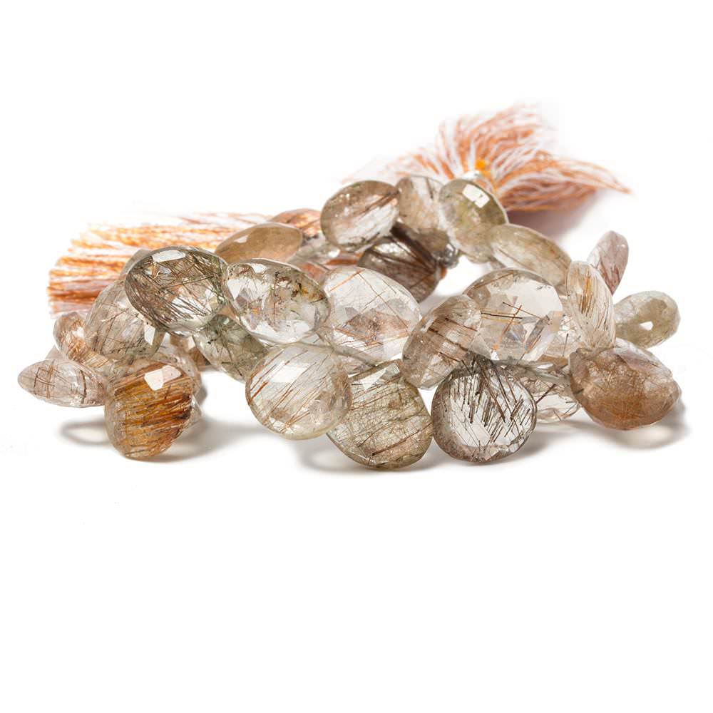 8x8-11x11mm Copper Rutilated Quartz Faceted Heart Beads 7 inch 38 pieces (ONLINE ORDER ONLY)