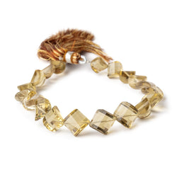 8x8-11x11mm Lemon Quartz barrel faceted half moons 7 inches 20 Beads (ONLINE ORDER ONLY)