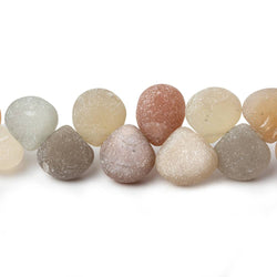 8x8-11x11mm Matte Multi Color Moonstone plain hearts 8 inch 35 beads A (ONLINE ORDER ONLY)