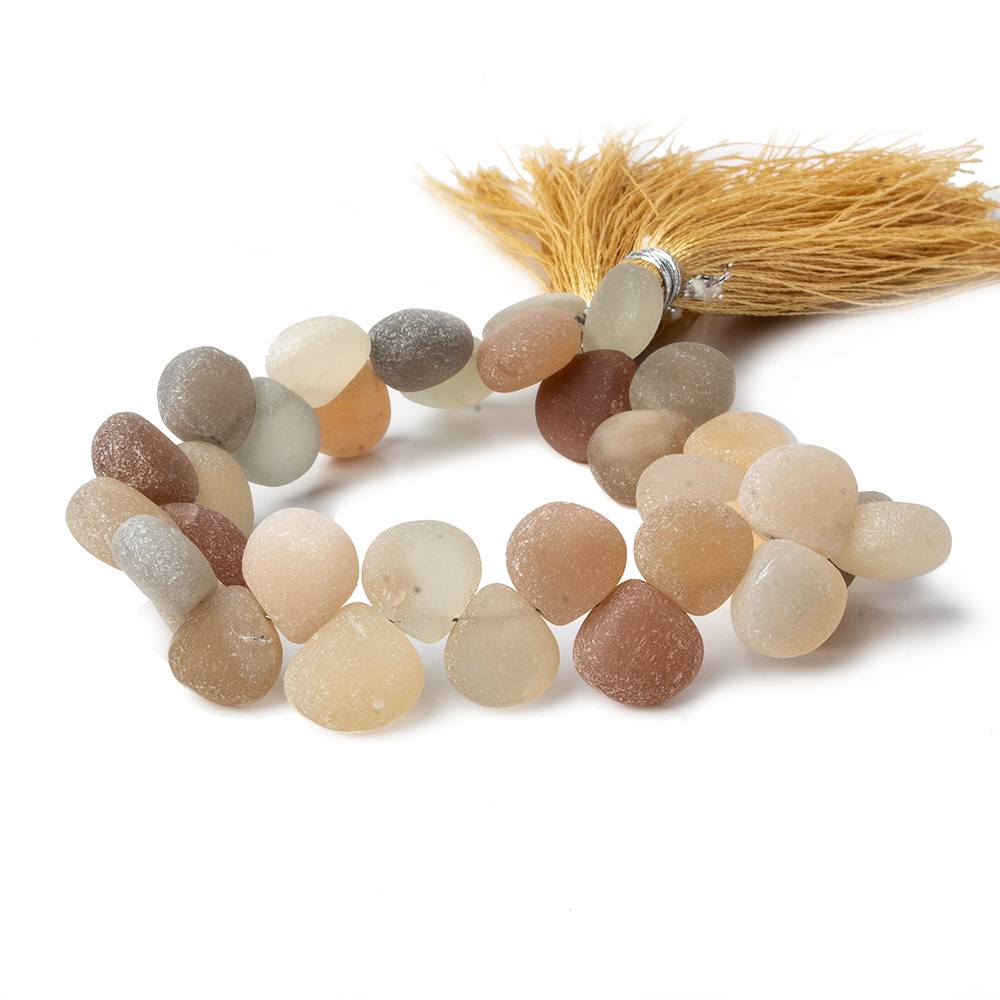 8x8-11x11mm Matte Multi Color Moonstone plain hearts 8 inch 35 beads A (ONLINE ORDER ONLY)