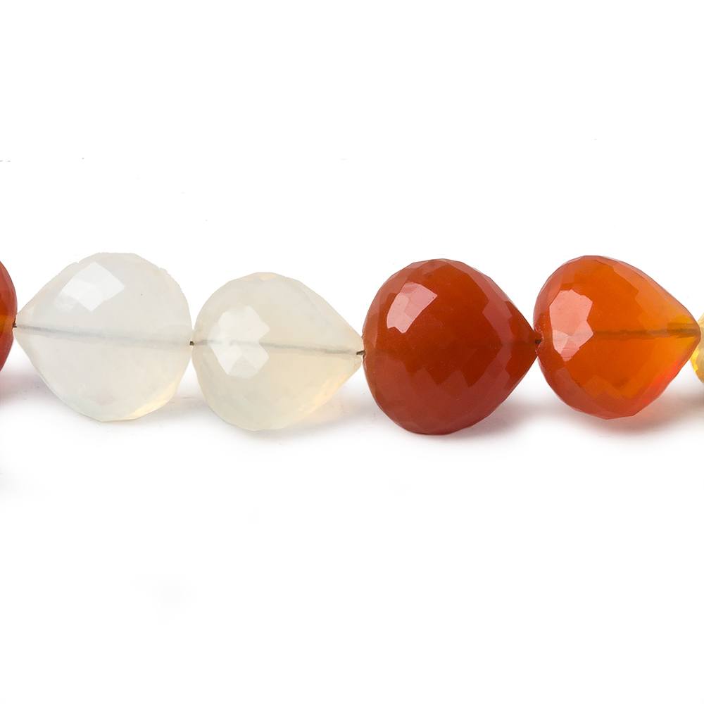 8x8-11x11mm Mexican Fire Opal faceted heart beads 16 inch 42 pieces AA Grade (ONLINE ORDER ONLY)