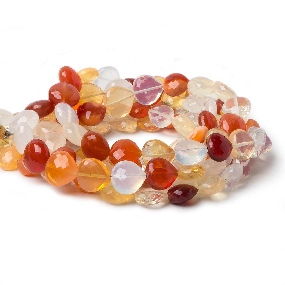 8x8-11x11mm Mexican Fire Opal faceted heart beads 16 inch 42 pieces AA Grade (ONLINE ORDER ONLY)