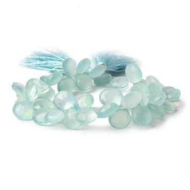 8x8-11x11mm Sea Blue Green Chalcedony faceted hearts 7.5 inch 44 beads (ONLINE ORDER ONLY)