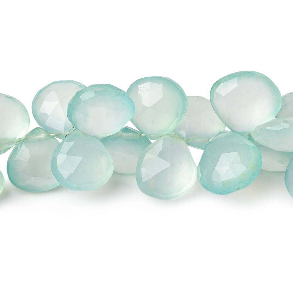 8x8-11x11mm Sea Blue Green Chalcedony faceted hearts 7.5 inch 44 beads (ONLINE ORDER ONLY)