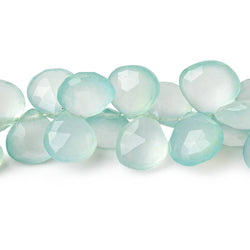 8x8-11x11mm Sea Blue Green Chalcedony faceted hearts 7.5 inch 44 beads (ONLINE ORDER ONLY)