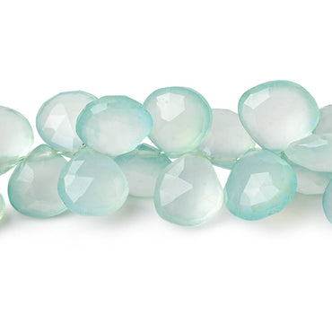 8x8-11x11mm Sea Blue Green Chalcedony faceted hearts 7.5 inch 44 beads (ONLINE ORDER ONLY)