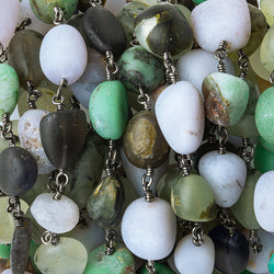 8x8-12x10mm Matte Multi Gemstone plain nugget Black Gold plated Chain by the foot 20 beads per (ONLINE ORDER ONLY)