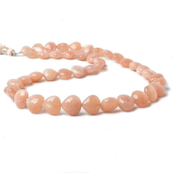 8x8-12x12mm Angel Skin Peach Moonstone microfaceted hearts 16 inch 40 beads AAA (ONLINE ORDER ONLY)