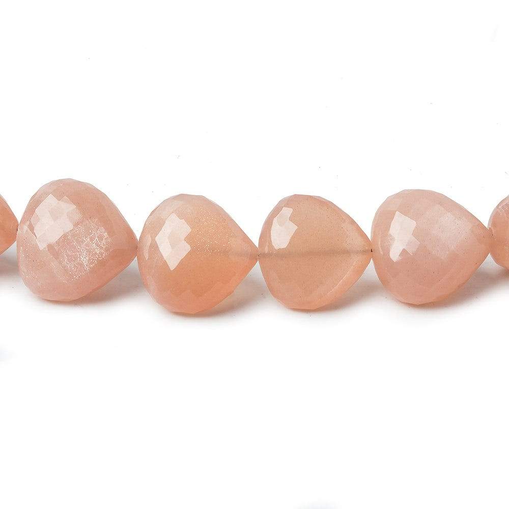8x8-12x12mm Angel Skin Peach Moonstone microfaceted hearts 16 inch 40 beads AAA (ONLINE ORDER ONLY)