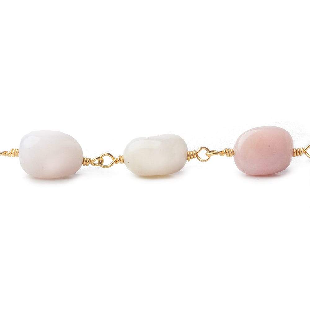 8x8-12x7mm Pink Peruvian Opal plain nuggets Gold plated Chain by the foot (ONLINE ORDER ONLY)