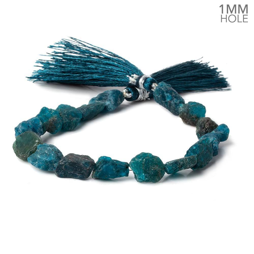 8x8-12x9mm Matte Neon Blue Apatite natural crystal nuggets 7.5 inch 18 beads (ONLINE ORDER ONLY)