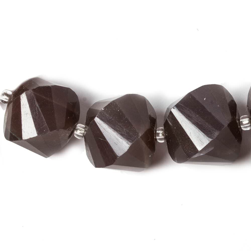 8x8-13x13mm Chocolate Moonstone faceted twist beads 17 inch 36 pieces (ONLINE ORDER ONLY)