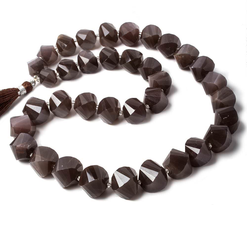 8x8-13x13mm Chocolate Moonstone faceted twist beads 17 inch 36 pieces (ONLINE ORDER ONLY)