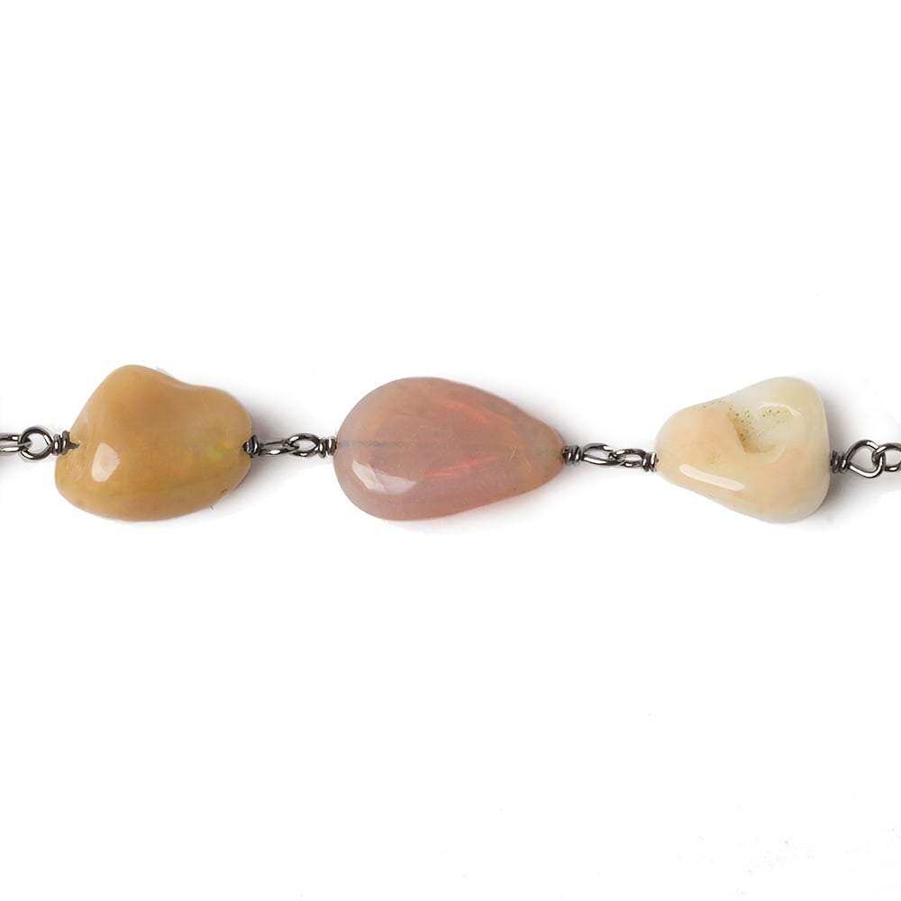 8x8-15x9mm Ethiopian Opal nugget Black Gold plated over .925 Silver Chain (ONLINE ORDER ONLY)