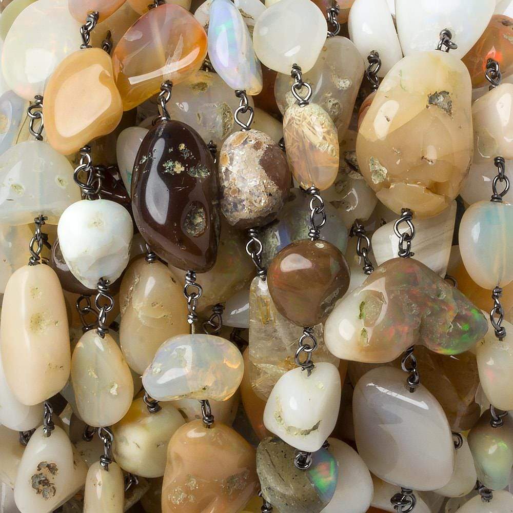 8x8-15x9mm Ethiopian Opal nugget Black Gold plated over .925 Silver Chain (ONLINE ORDER ONLY)