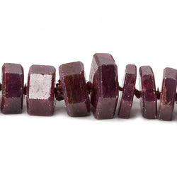 8x8-16x16mm Burmese Ruby Faceted Hexagon Center Drill Beads 20 inch 86 pieces AA (ONLINE ORDER ONLY)
