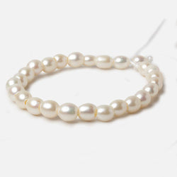 8x9mm White Straight Drilled Oval Large Hole pearls 8 inch (ONLINE ORDER ONLY)
