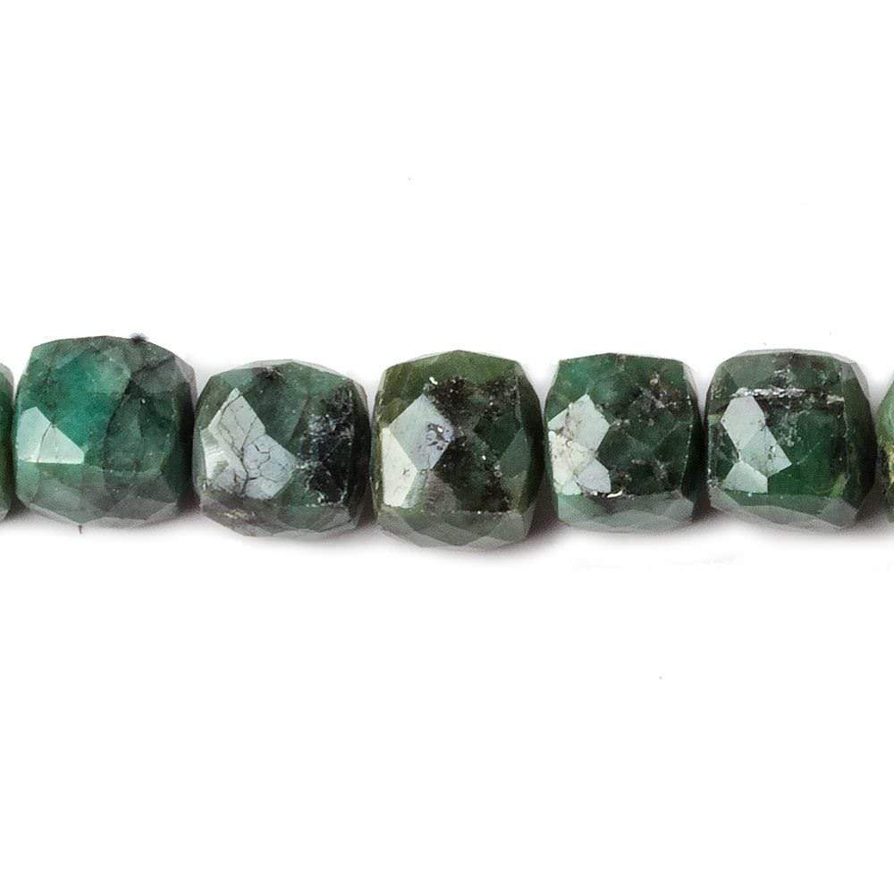 8x8-9x9mm Brazilian Emerald faceted cube beads 8 inch 25 pieces (ONLINE ORDER ONLY)