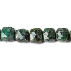 8x8-9x9mm Brazilian Emerald faceted cube beads 8 inch 25 pieces (ONLINE ORDER ONLY)