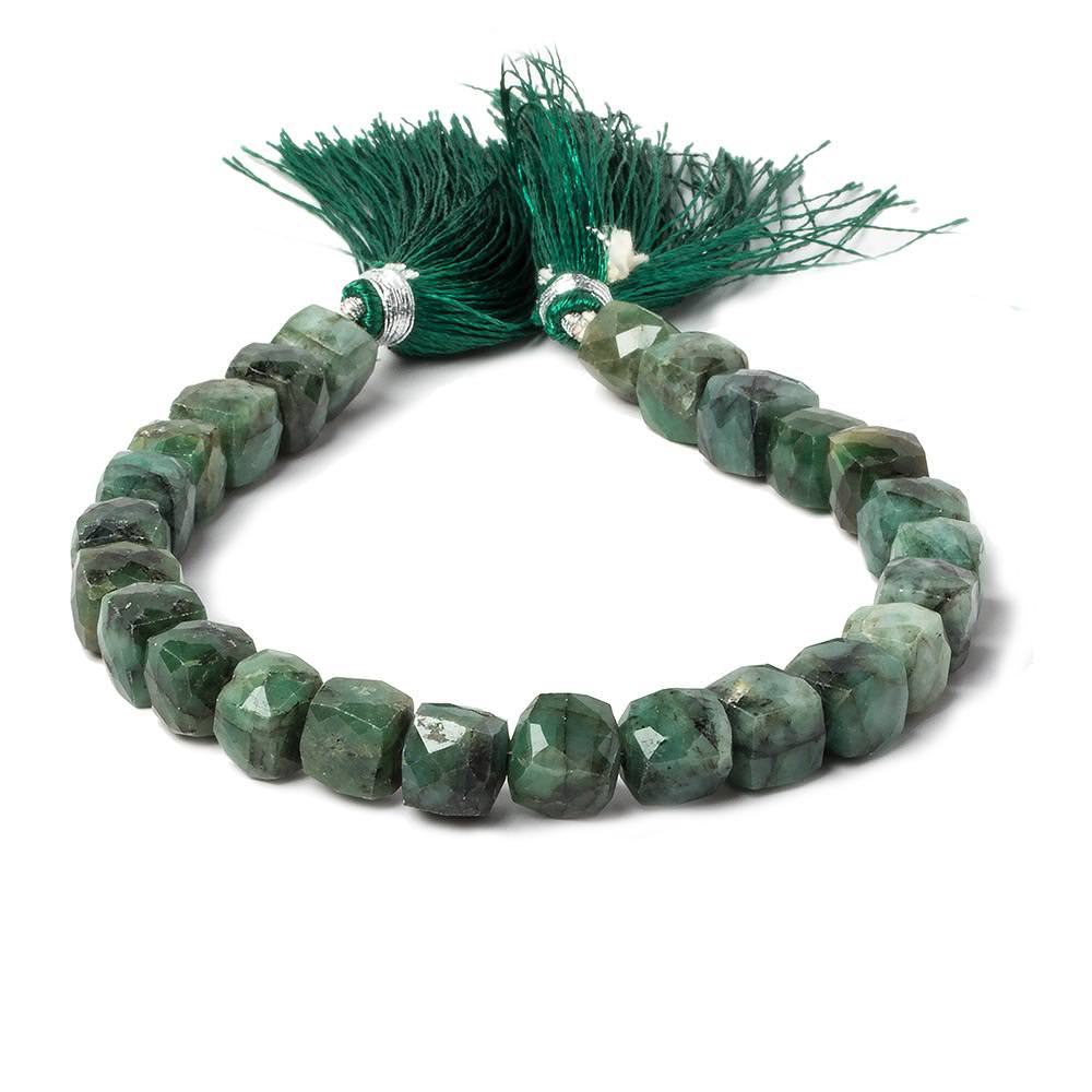 8x8-9x9mm Brazilian Emerald faceted cube beads 8 inch 25 pieces (ONLINE ORDER ONLY)