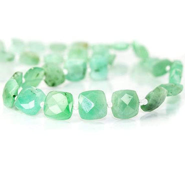 8x8-9x9mm Chrysoprase Side Drilled Faceted Pillow Beads 13.5 inch 32 pieces (ONLINE ORDER ONLY)