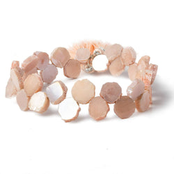8x8-9x9mm Mystic Peach Moonstone top drilled slice 8 inch strand 34 pieces (ONLINE ORDER ONLY)