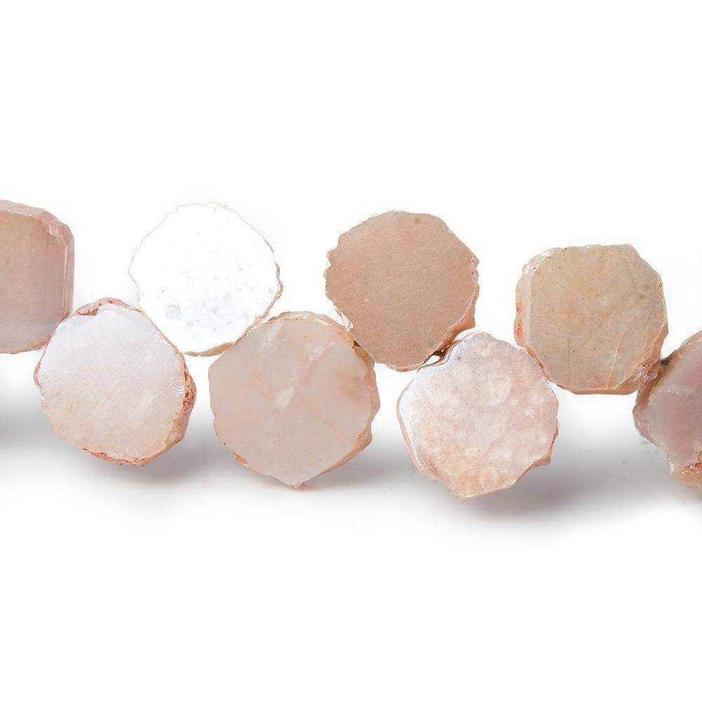 8x8-9x9mm Mystic Peach Moonstone top drilled slice 8 inch strand 34 pieces (ONLINE ORDER ONLY)