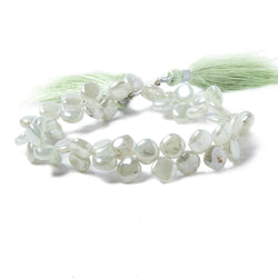 8x8-9x9mm Mystic Prehnite Plain Pillow beads 8 inch 50 pieces (ONLINE ORDER ONLY)