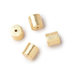 8x8mm 22kt Gold Plated Copper Brushed Tube Set of 4 Beads (ONLINE ORDER ONLY)
