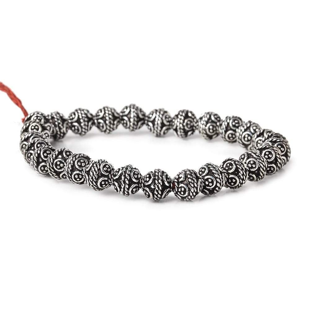 8x8mm Antiqued Sterling Silver Plated Copper Bali Design 8 inch 27 pcs (ONLINE ORDER ONLY)