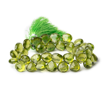 8x8mm Peridot Faceted Heart Briolette Beads 7 inch 39 pieces (ONLINE ORDER ONLY)