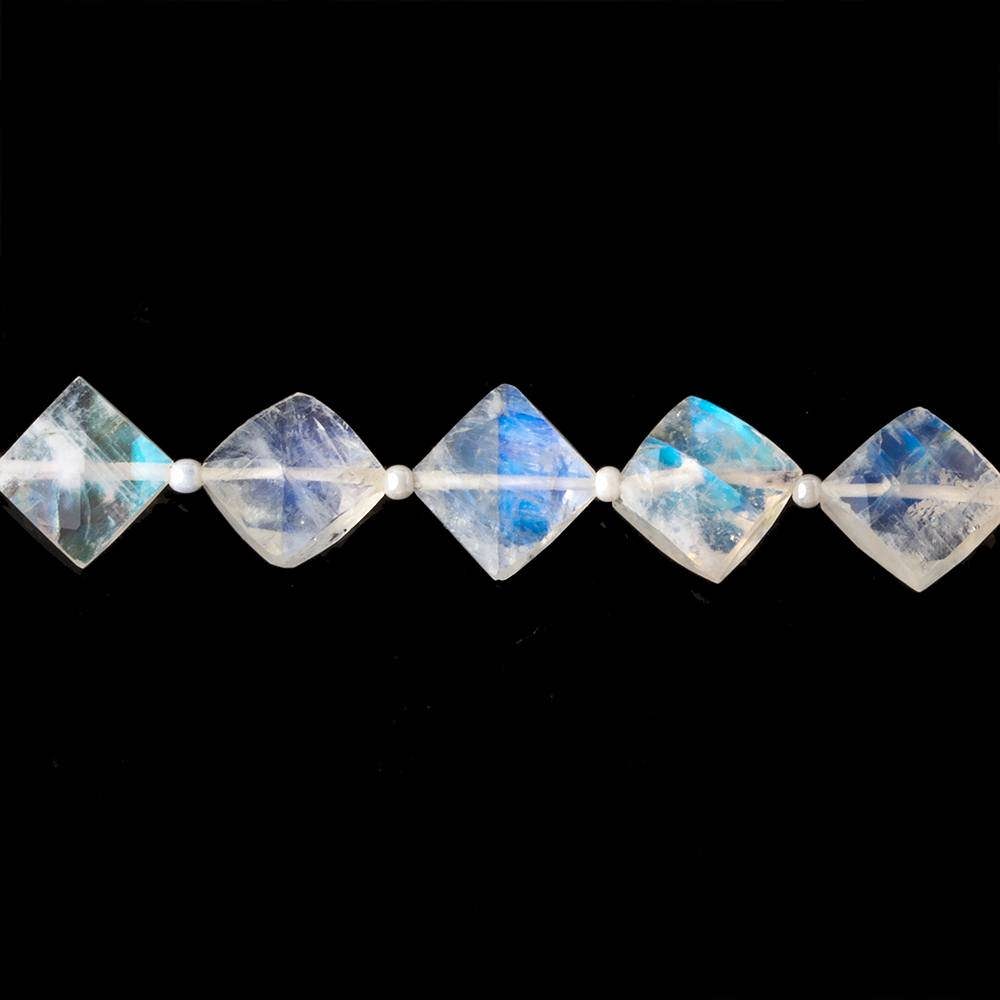 8x8mm Rainbow Moonstone faceted square beads 16 inch 35 pieces AA (ONLINE ORDER ONLY)