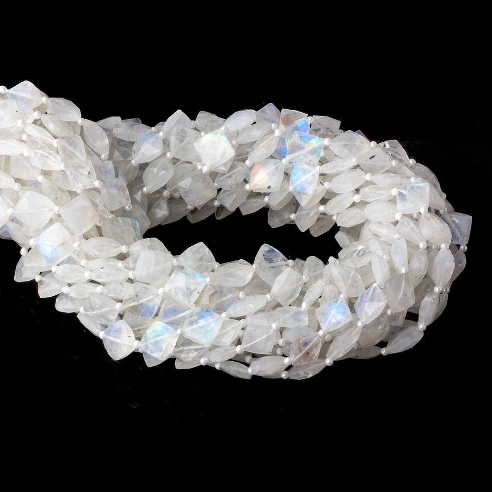 8x8mm Rainbow Moonstone faceted square beads 16 inch 35 pieces AA (ONLINE ORDER ONLY)