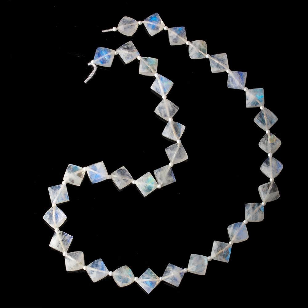 8x8mm Rainbow Moonstone faceted square beads 16 inch 35 pieces AA (ONLINE ORDER ONLY)