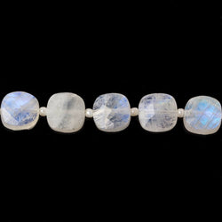 8x8mm Rainbow Moonstone Side Drill Faceted Pillow Beads 13inch 34 pieces (ONLINE ORDER ONLY)