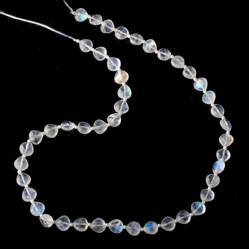 8x8mm Rainbow Moonstone straight drilled faceted Hearts 15.5 inch 45 beads AA (ONLINE ORDER ONLY)