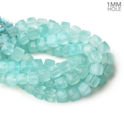 8x8mm Seafoam Blue Chalcedony faceted cubes 8 inch 25 large hole beads (ONLINE ORDER ONLY)