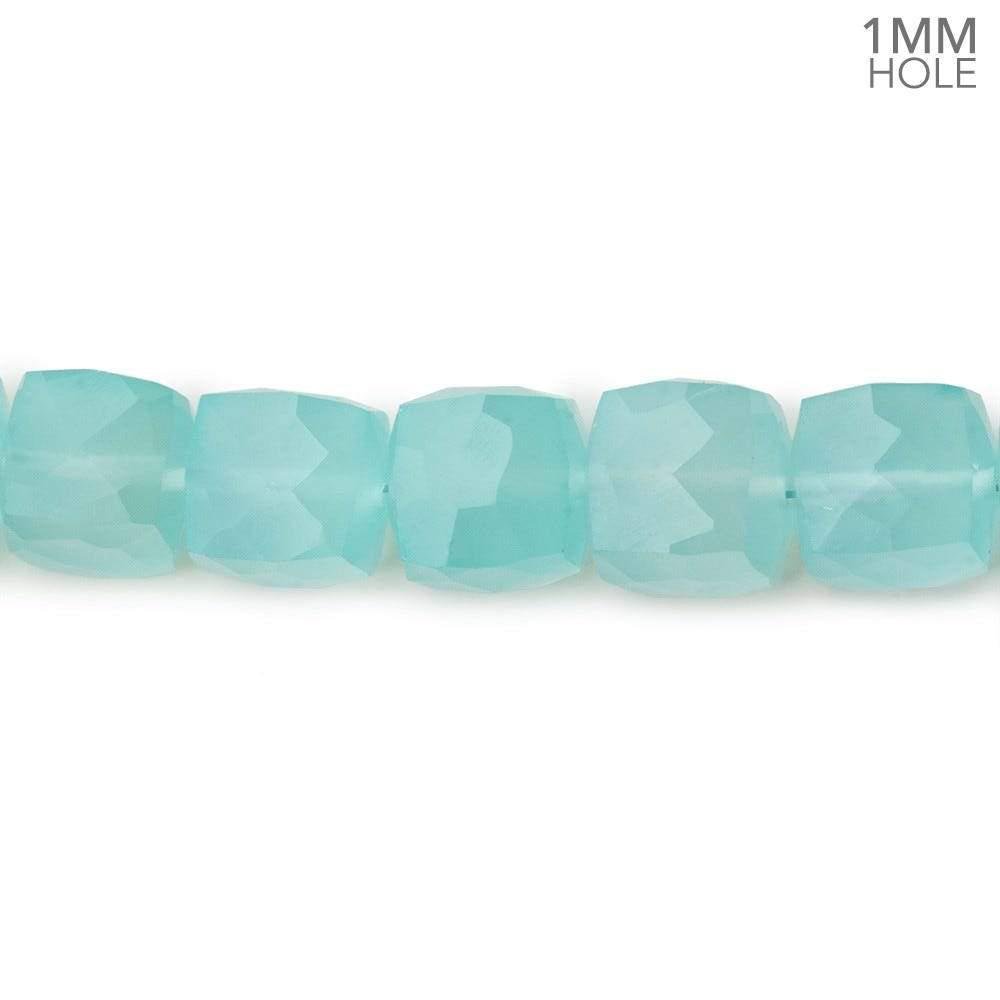 8x8mm Seafoam Blue Chalcedony faceted cubes 8 inch 25 large hole beads (ONLINE ORDER ONLY)