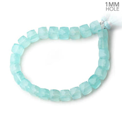 8x8mm Seafoam Blue Chalcedony faceted cubes 8 inch 25 large hole beads (ONLINE ORDER ONLY)