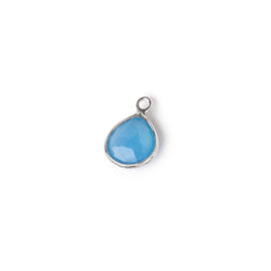 8x8mm Sterling Silver Bezel Blue Chalcedony Faceted Heart Pendant 1 piece (ONLINE ORDER ONLY)