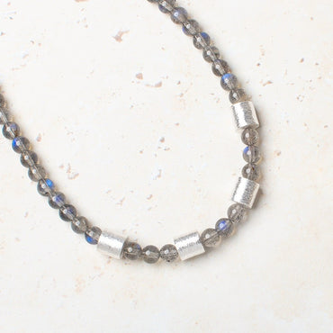 8x8mm Sterling Silver Plated Copper Brushed Tube Set of 4 Beads (ONLINE ORDER ONLY)